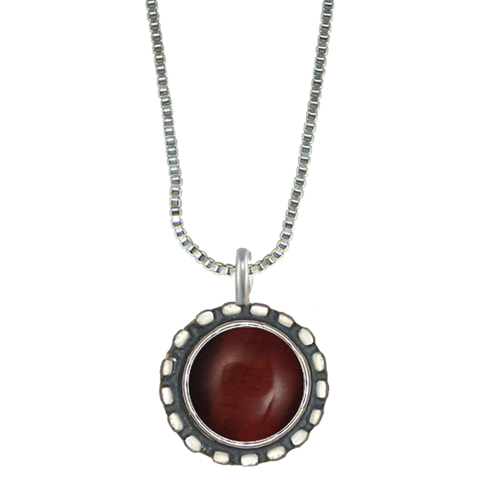Sterling Silver Little Red Tiger Eye Pendant Necklace